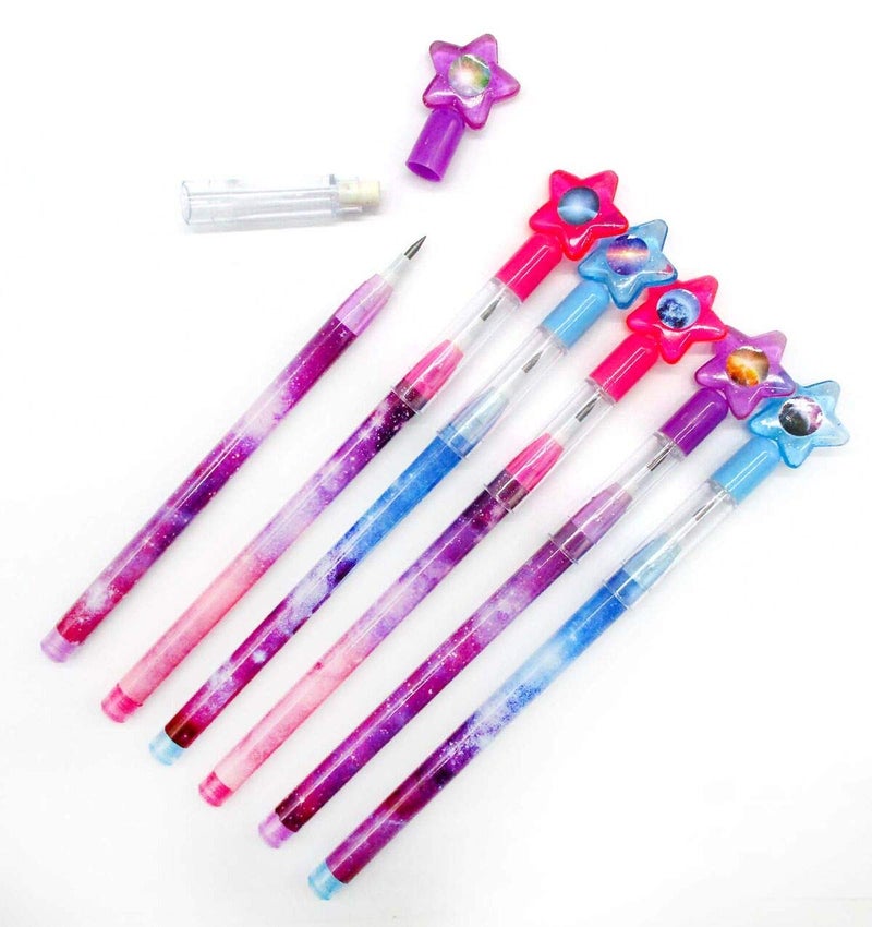 TINYMILLS Tiny Mills 24 Pcs Galaxy Outer Space Multi Point Stackable Pencil with Eraser for Outer Space Galaxy Birthday Party Favor Prize Carnival Goodie Bag Stuffers Classroom Rewards - Image 3